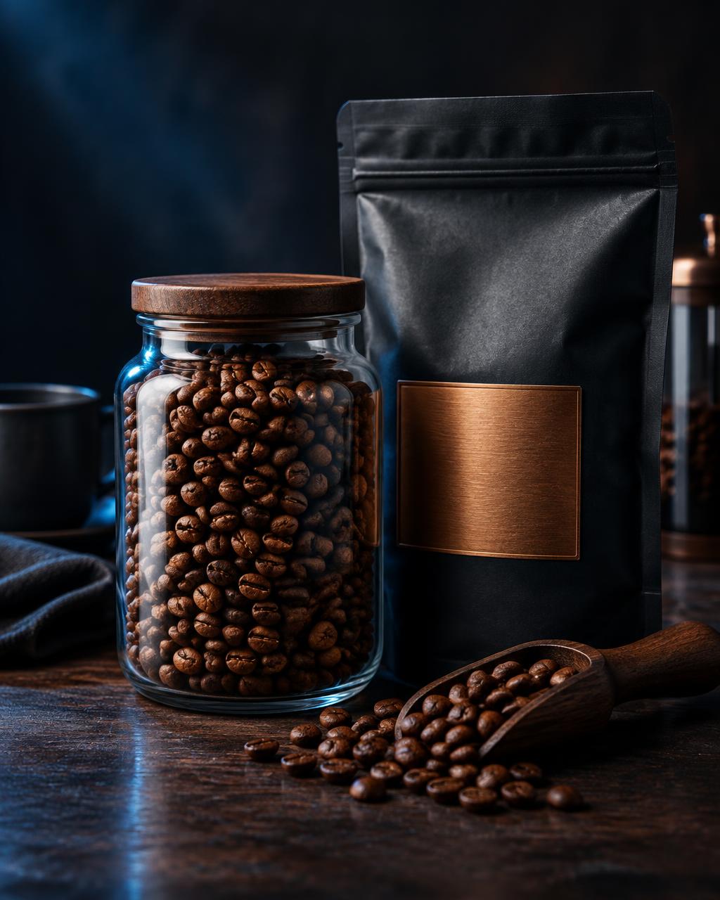 Sakami Reserve coffee beans and pouch